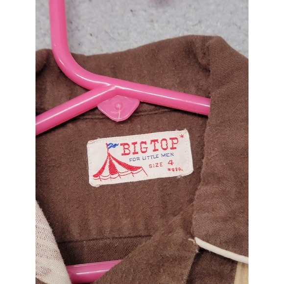 Vintage Davy Crockett Shirt Boys 4 Brown Fringe Lace Up Pioneer Costume 50s 60s - Picture 4 of 12